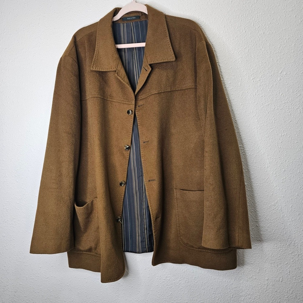 NORTON DITTO Car Coat Mens Wool Silk Cashmere Blend Blazer Jacket Brown 48R Blue